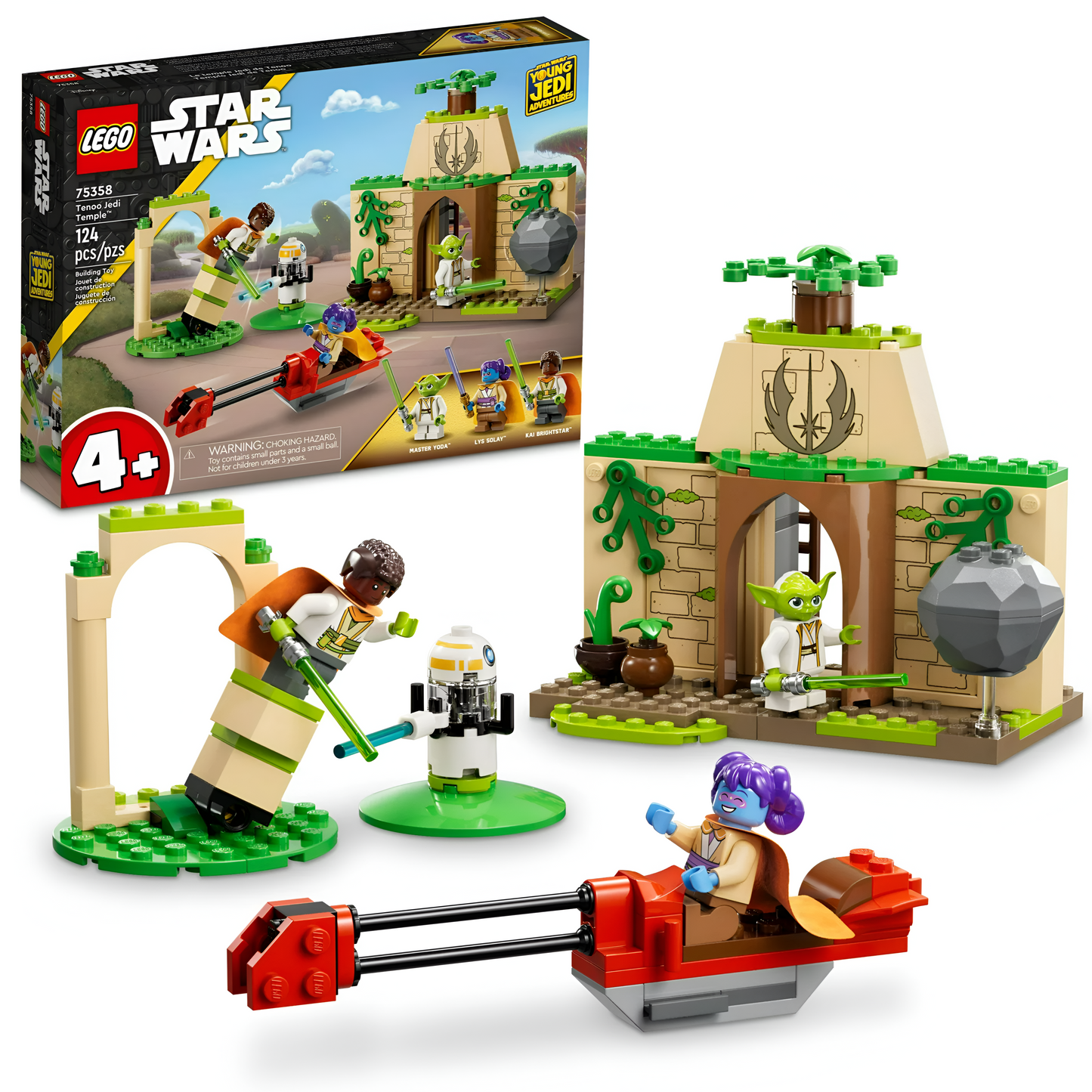 LEGO Star Wars 75358 Templo Jedi Tenoo Juguete de construcción con figuras de Kai Brightstar y Yoda, set inicial de juguetes de Star Wars + 4 años