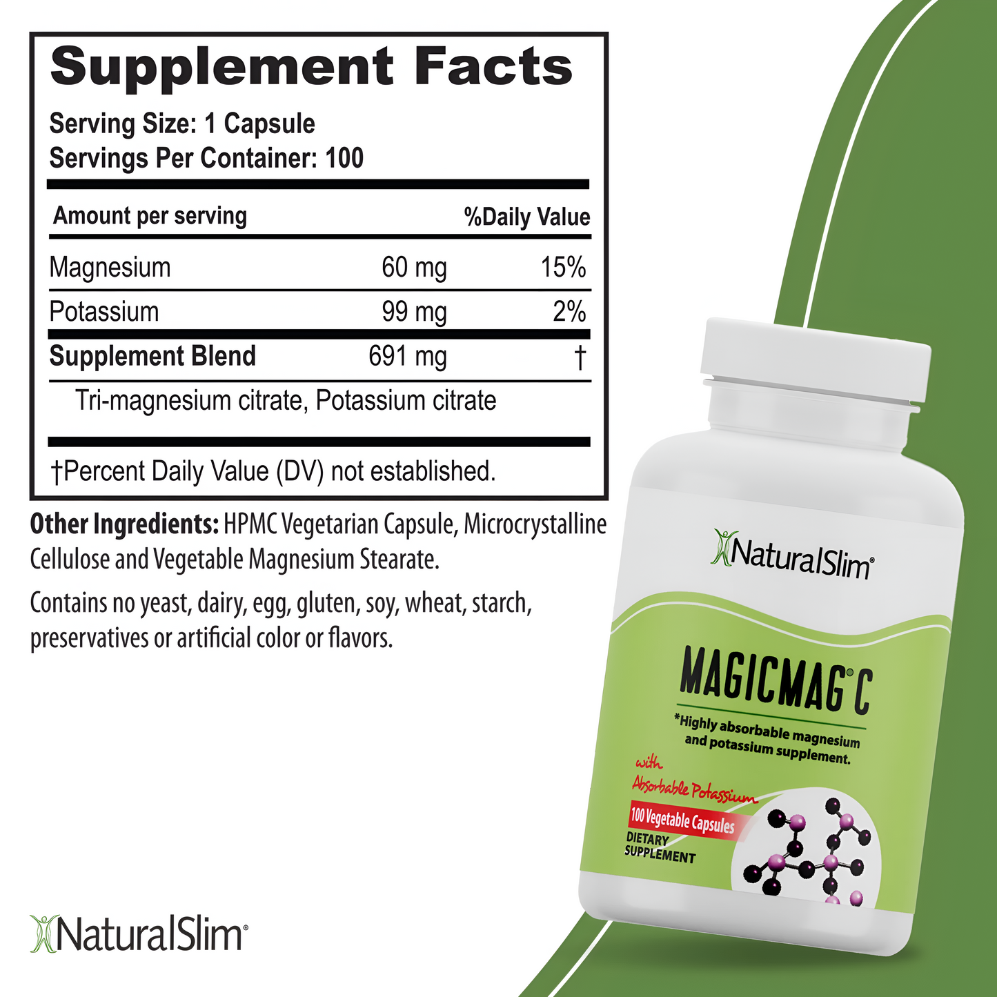 MagicMag®C NaturalSlim 100 Cápsulas Magnesio y Potasio