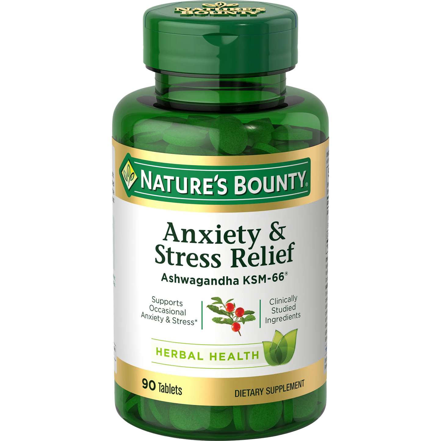 Nature's Bounty Anxiety y Stress Relief - Ashwagandha KSM-66 90 tabletas