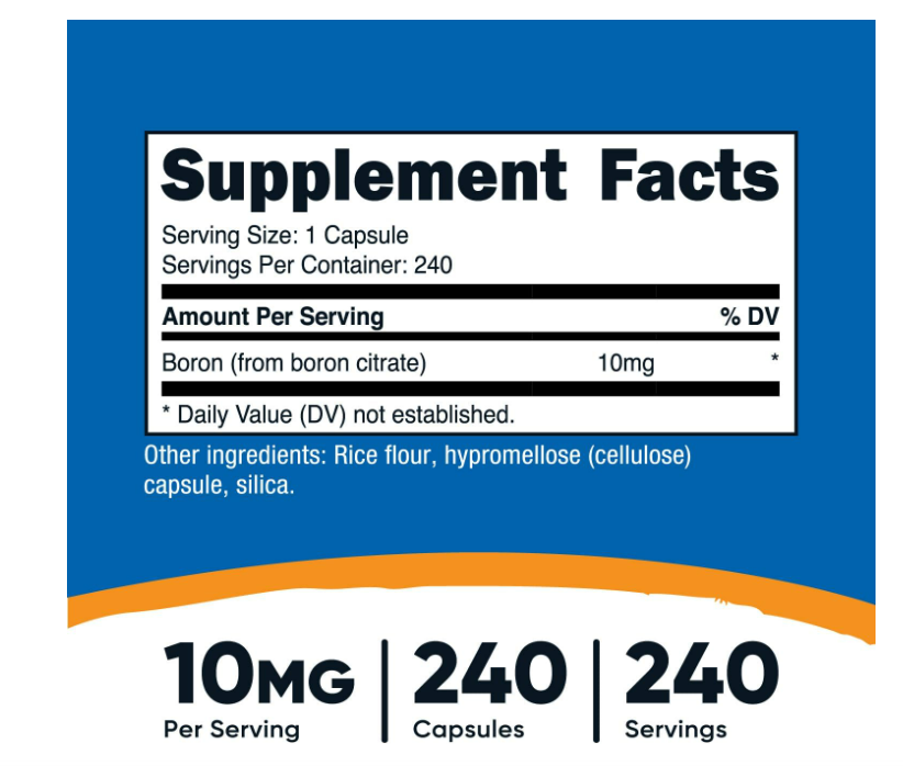 Nutricost Cápsulas de Boron de mg, 240 cápsulas vegetarianas, sin gluten y sin OMG