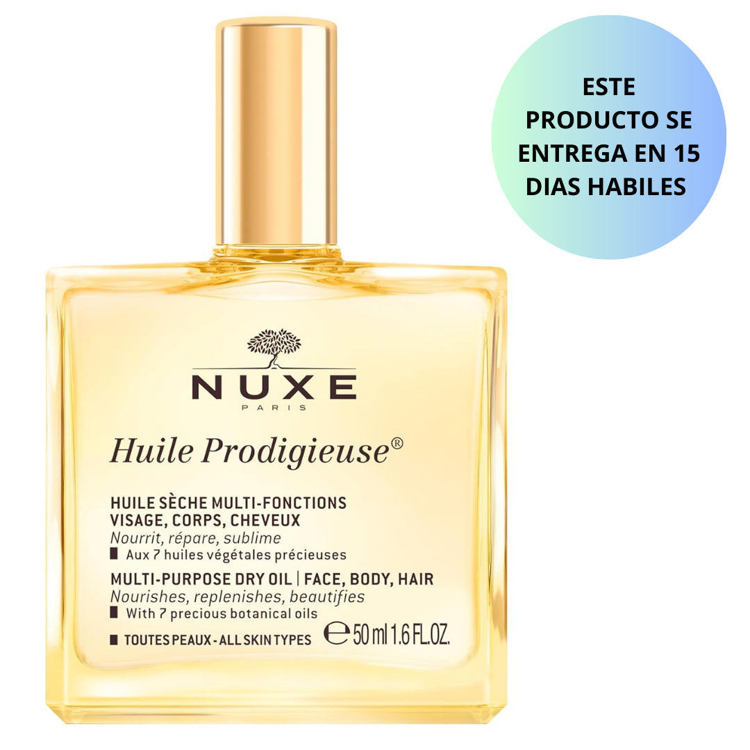 Nuxe Huile Prodigieuse - Aceite seco multiusos,hidratación ligera para rostro, cuerpo y cabello, 50ml