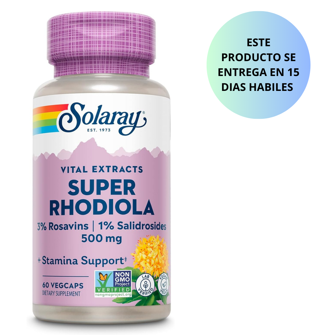 Solaray - Super Rhodiola 500mg(3% rosavins / 1% salidrosides), 60 capsulas