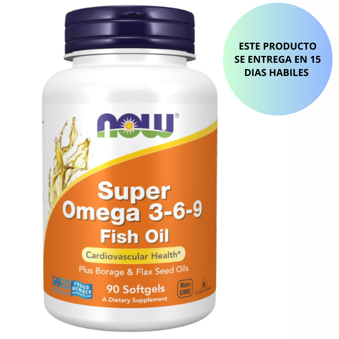 Now - Super Omega 3-6-9 fish oil, 90 capsulas