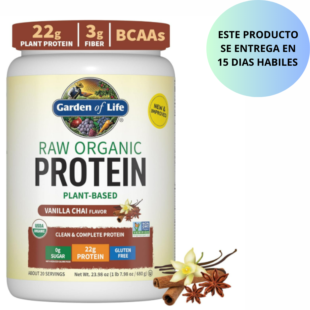 Garden of Life - Raw Organic Protein plant-vased, Vainilla Chai - 22g, 680g
