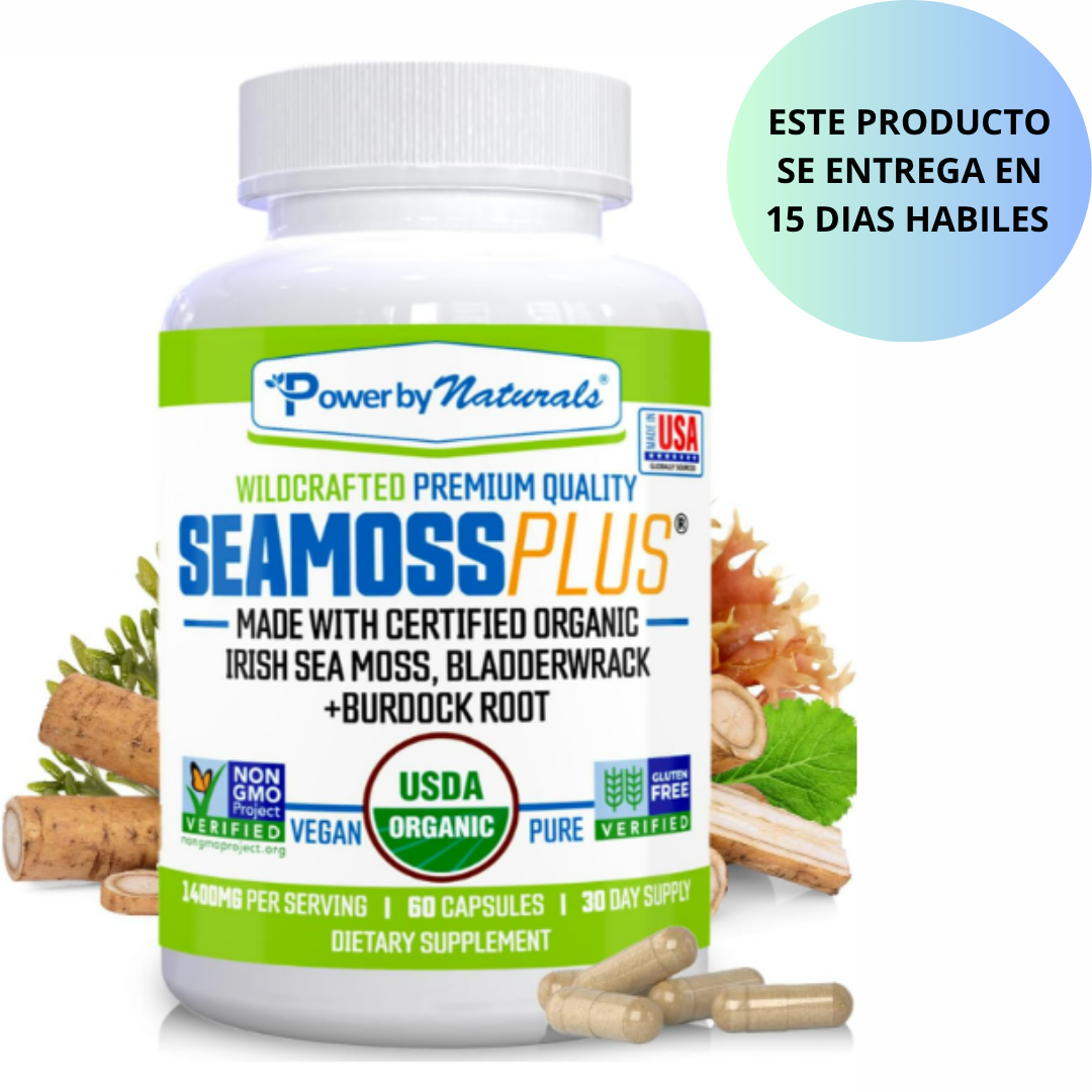 PowerbyNaturals - Seaa moss plus + burdock root- 60 capsulas vegetarianas