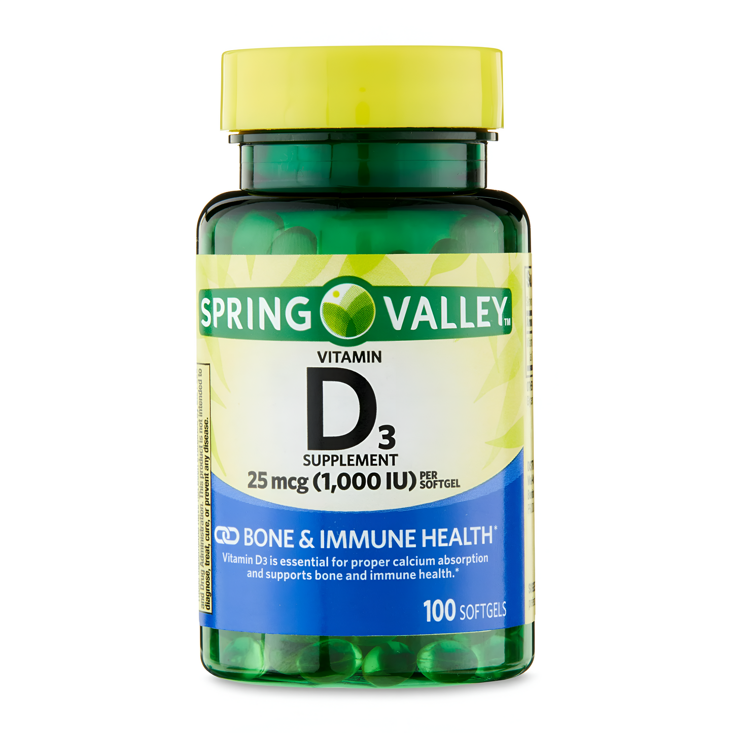 VITAMINA D3 SPRING VALLEY 25 MCG- 1,000 IU - CAPSULAS DE GEL