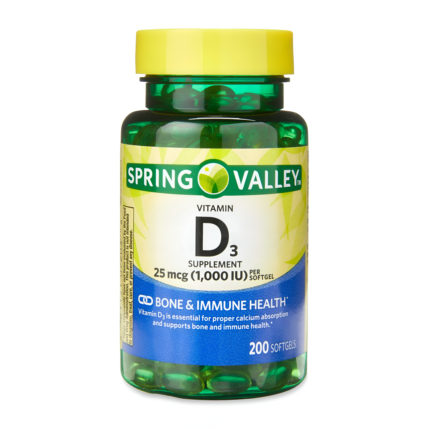VITAMINA D3 SPRING VALLEY 25 MCG- 1,000 IU - CAPSULAS DE GEL