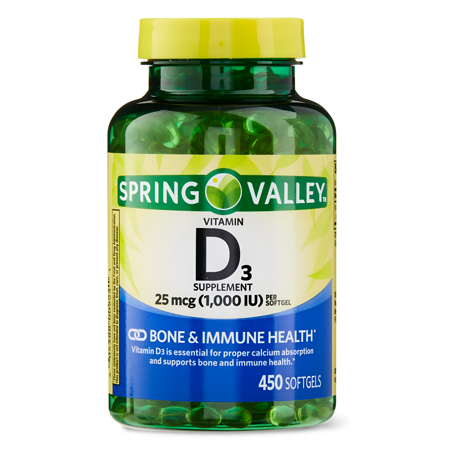 VITAMINA D3 SPRING VALLEY 25 MCG- 1,000 IU - CAPSULAS DE GEL