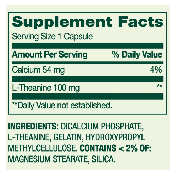 L-Theanine 100mg , 100 capsulas - Spring Valley