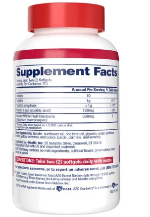 AZO Cranberry Urinary Tract Health 500 mg, 220 Capsulas de Gel. Apoyo al sistema Urinario