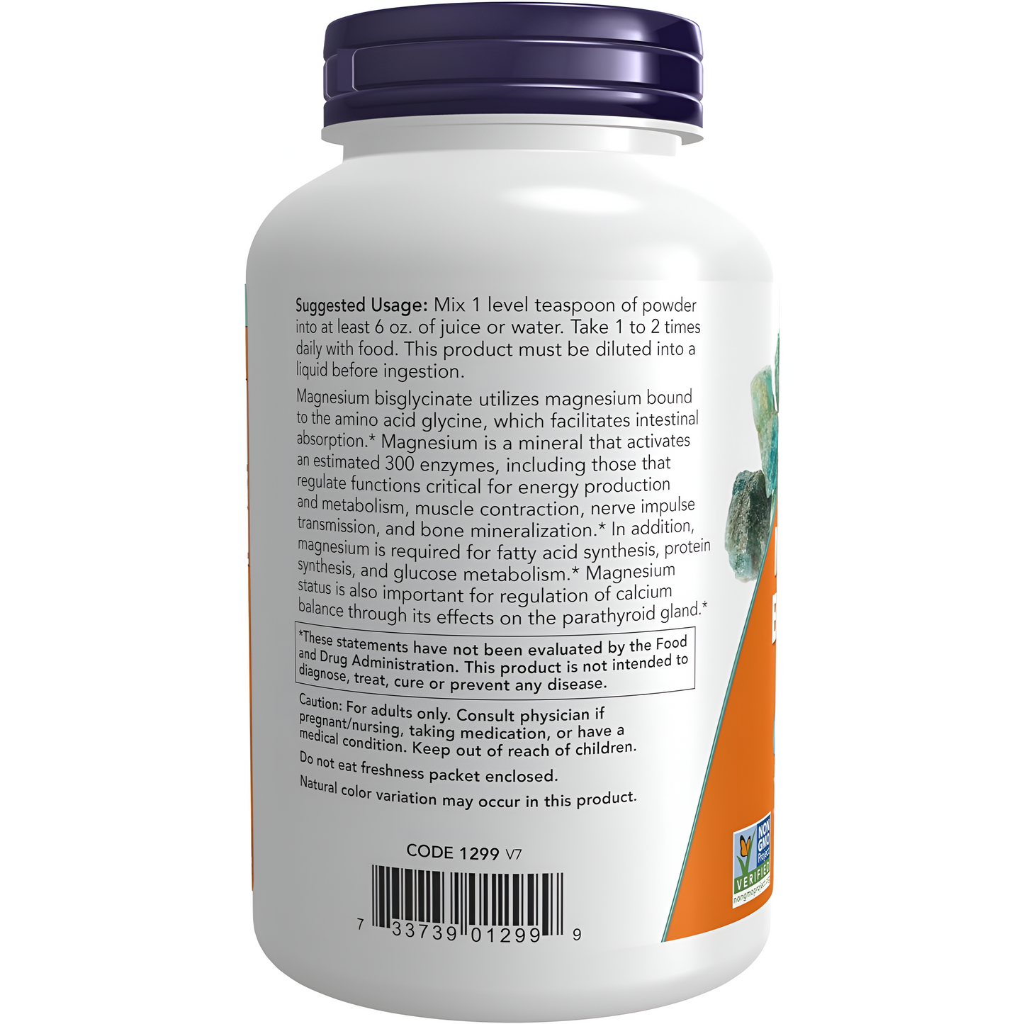 Magnesio Bisglycinate en polvo NOW 227gr. , apoyo al sistema nervioso.