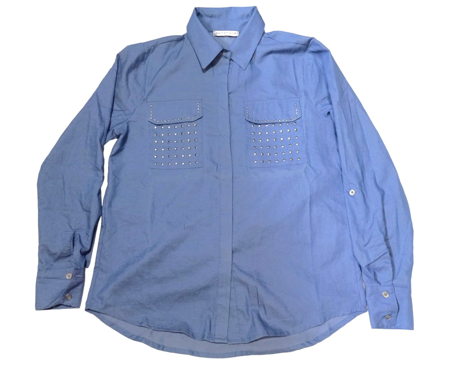Blusa marca NOTATIONS para mujer color celeste talla S
