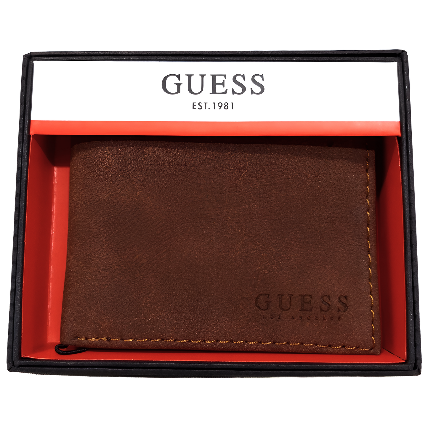 Billetera de cuero Guess para hombre color marrón