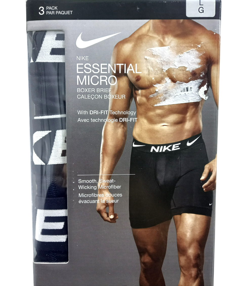 NIKE Calzoncillos tipo Boxer (brief) ESSENTIAL MICRO, con Tecnología DRI-FIT - PACK 3 CALZONCILLOS COLOR NEGRO