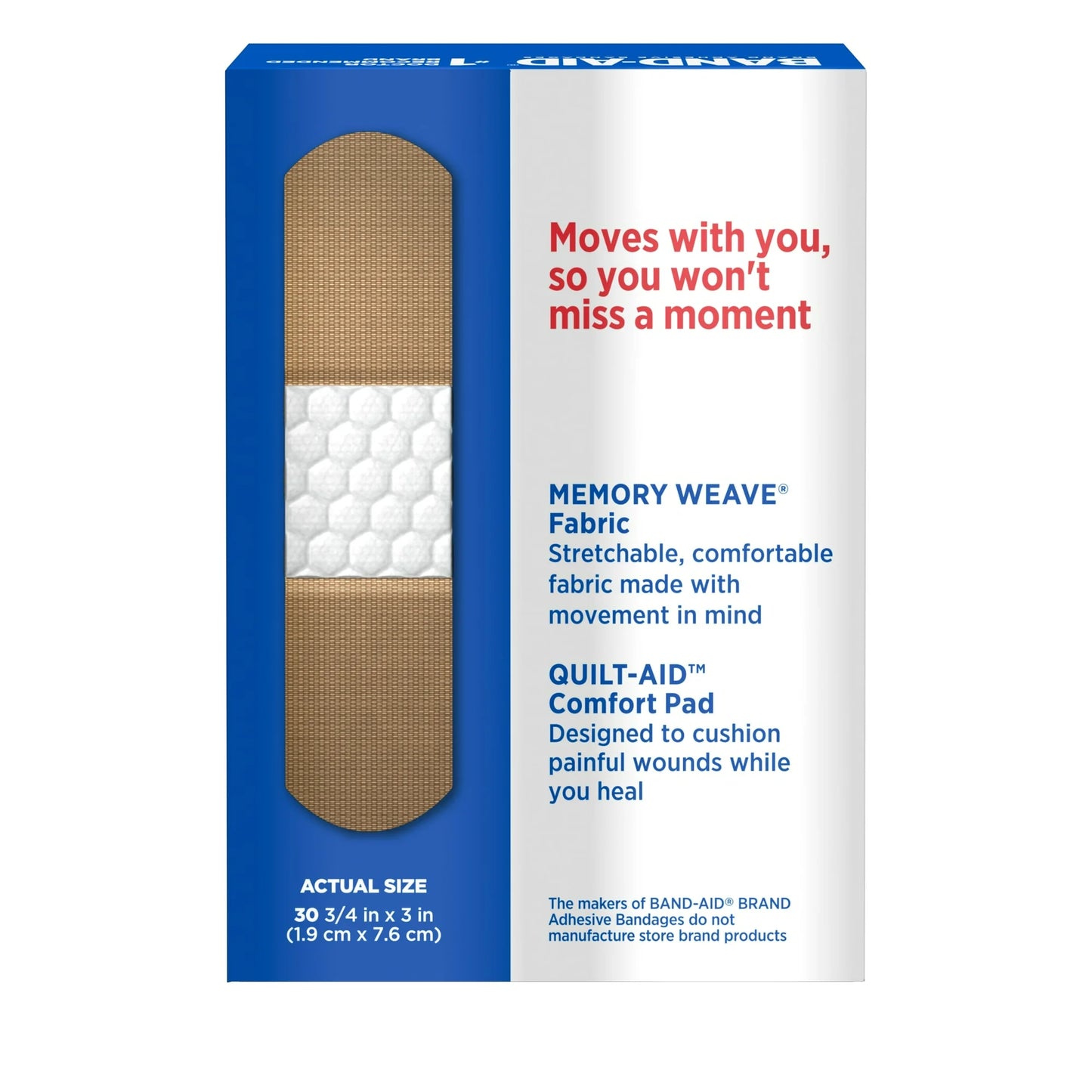 Vendajes adhesivos de tela flexibles Band-Aid, talla única, 30 unidades