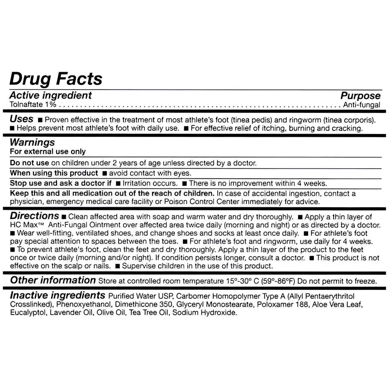 HC MAX Pomada antimicótica - para el pie de atleta 28gr