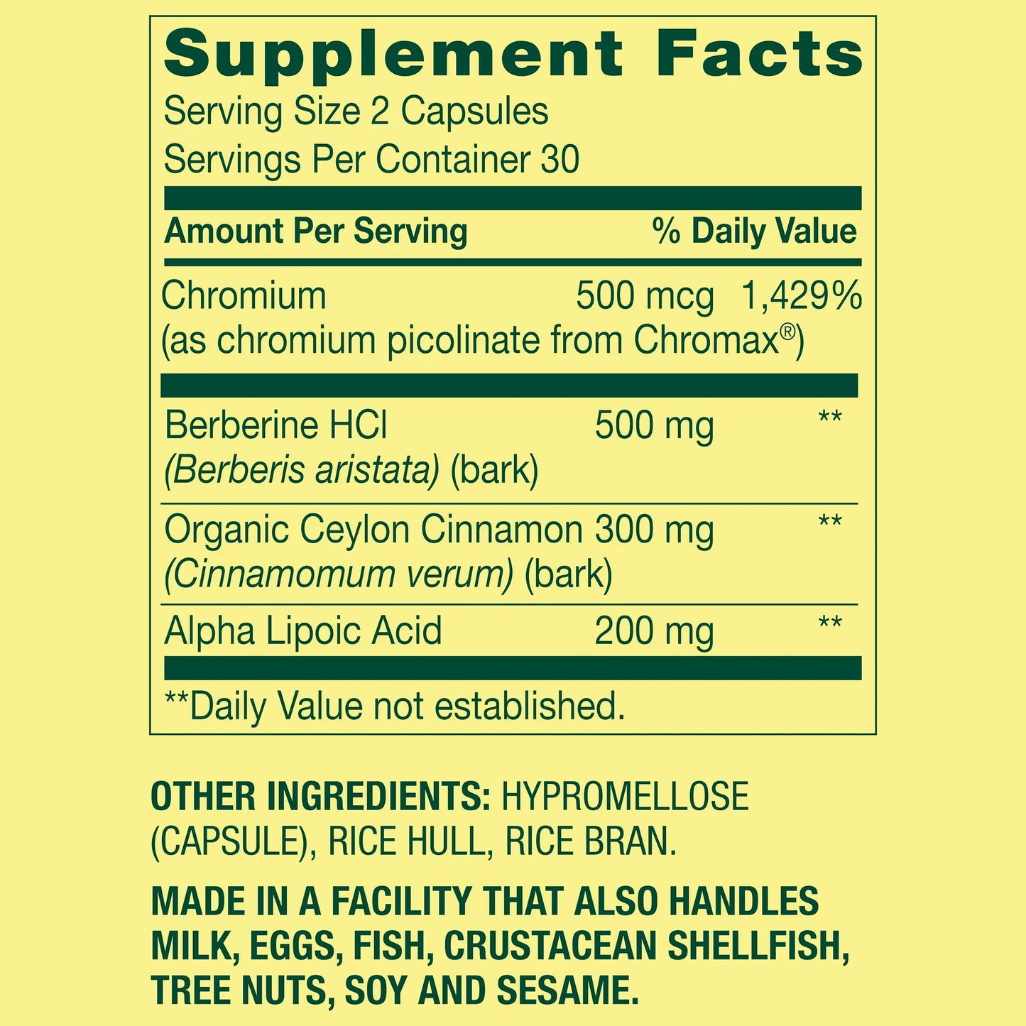 Spring Valley - Adavanced Formula Blood Sugar 500mcg chromo, 60 capsulas