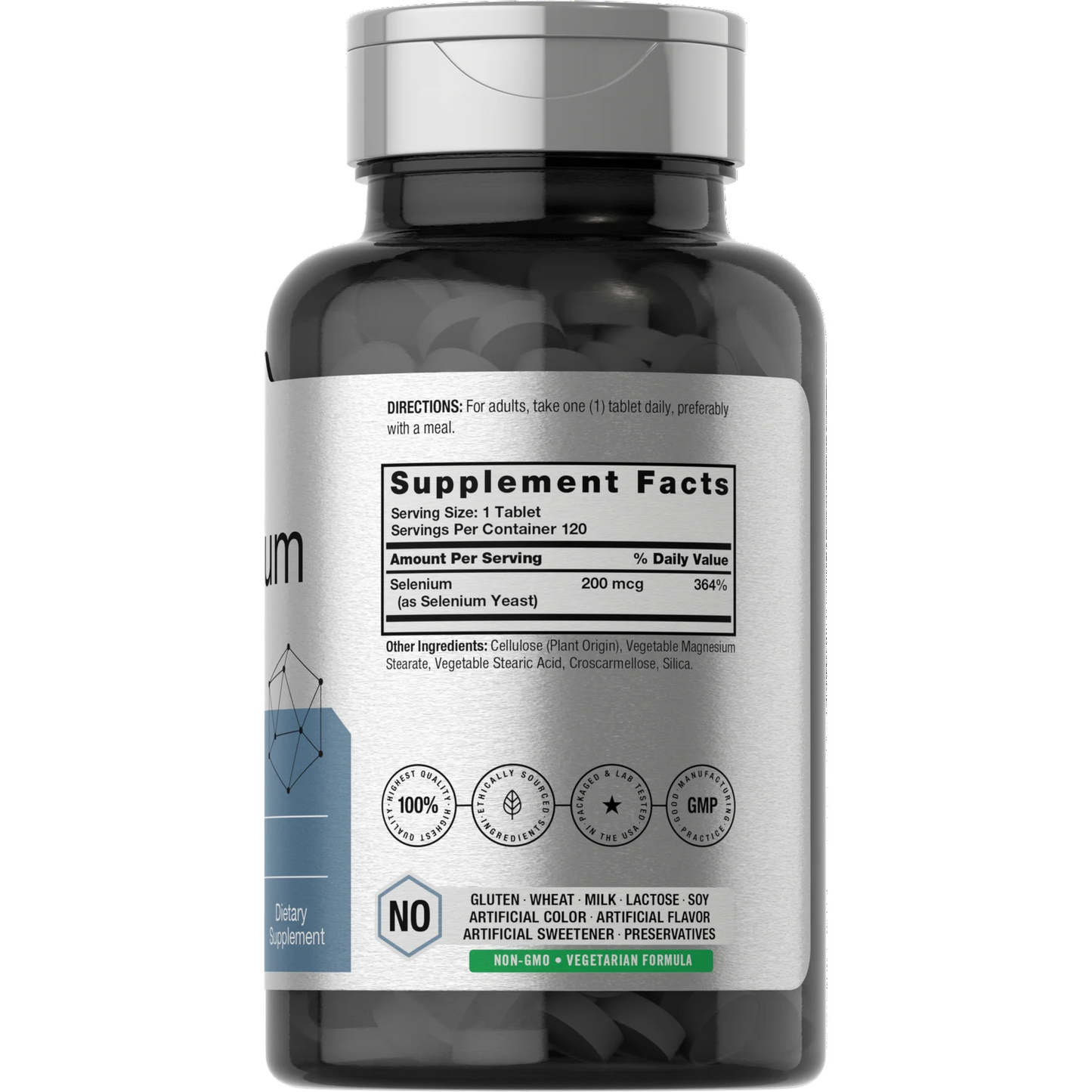 Horbäach Suplemento de selenio de 200 mcg para mujeres y hombres | 120 tabletas | Sin OMG y sin gluten