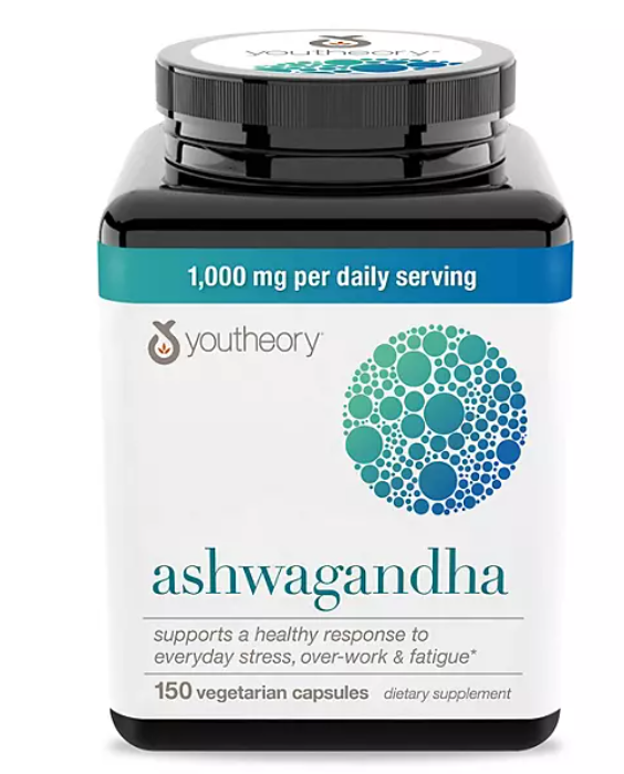 Youtheory Ashwagandha 1000mg - 180 Cápsulas Vegetarianas