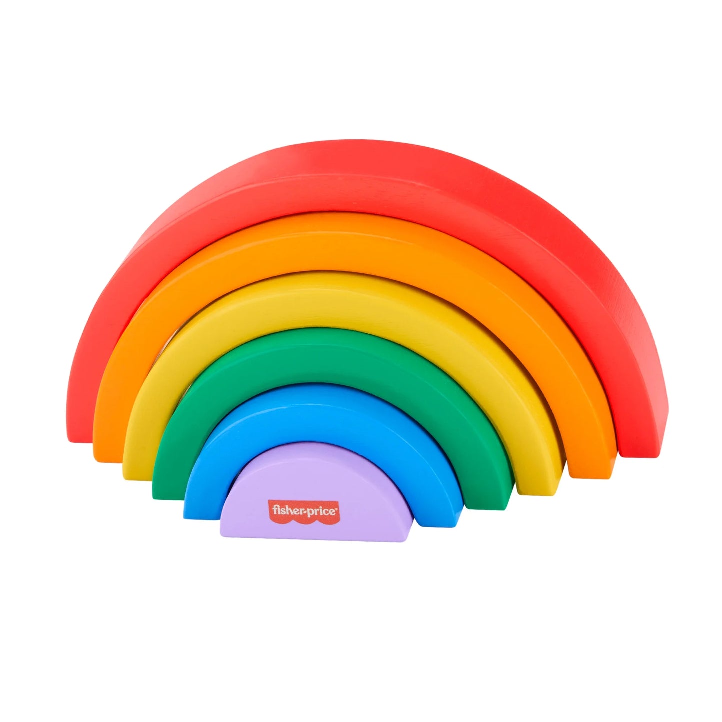 Fisher Price - Arcoíris de madera apilable y encajable 6 piezas de madera, edad 18 meses +