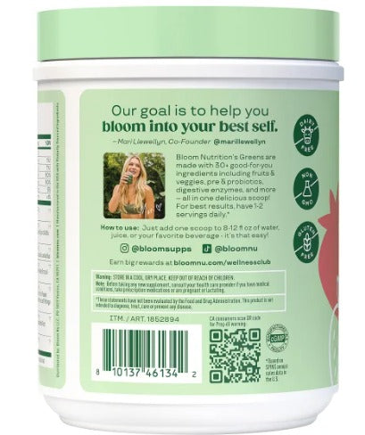 Bloom Nutrition Greens -super verduras en polvo 50 sevidos