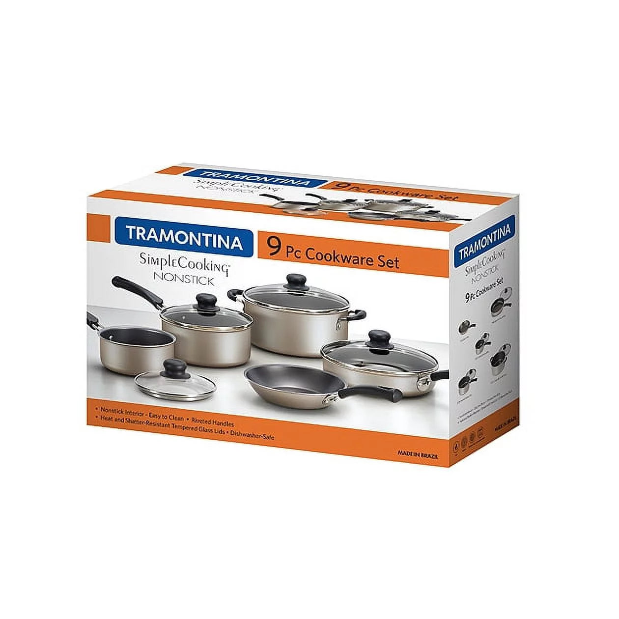 Juego de ollas antiadherentes Tramontina de 9 piezas