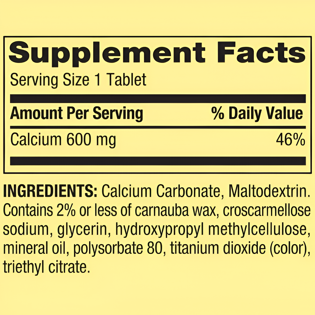 Calcio - Spring Valley Calcium Tablets, 600 mg, 100 tabletas