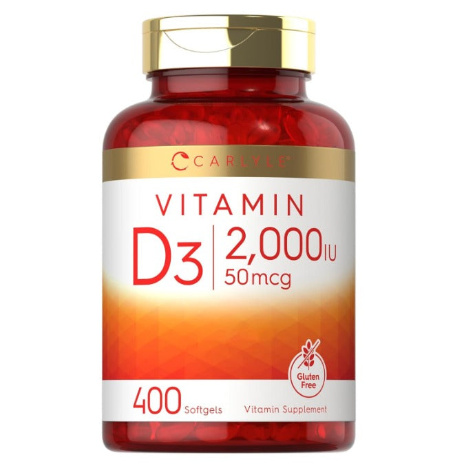 Vitamina D3 2000 UI 50 mcg 400 cápsulas blandas sin OMG y sin gluten Carlyle Laboratorio