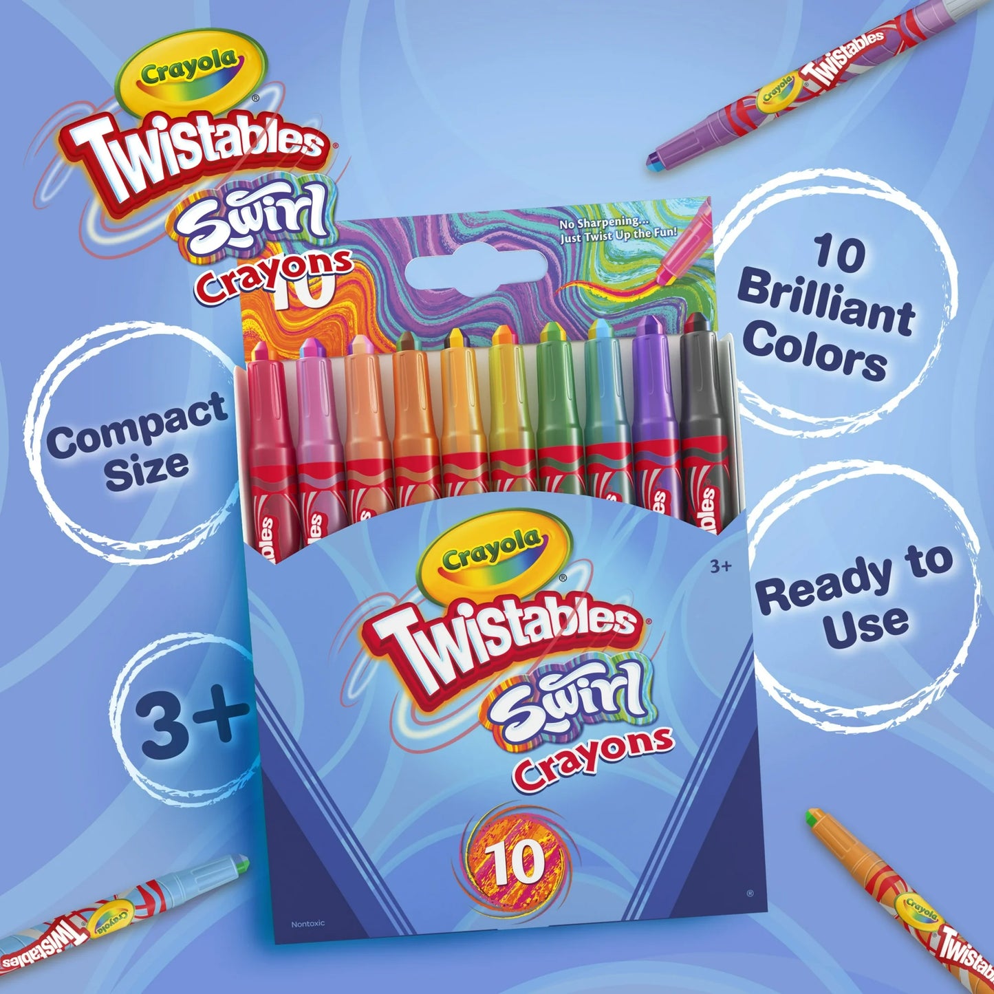 Crayones Crayola Swirl Twistables, 10 unidades, Colores Combinados