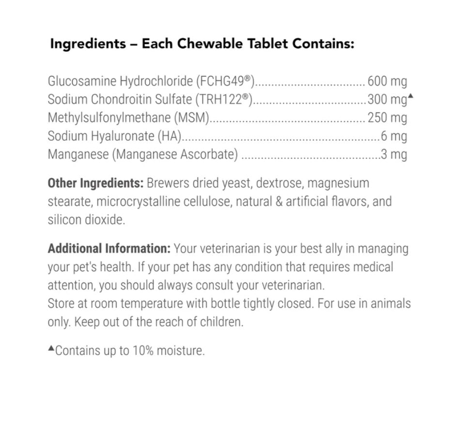 COSEQUIN Maximum strength Plus MSM y ácido hialurónico - 180 tabletas , para perros