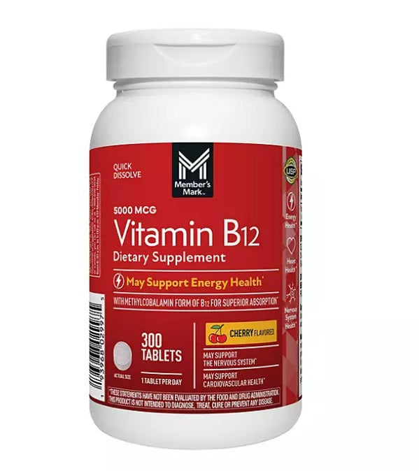 Vitamina B12 5000 mcg 300 tabletas Member`s Mark