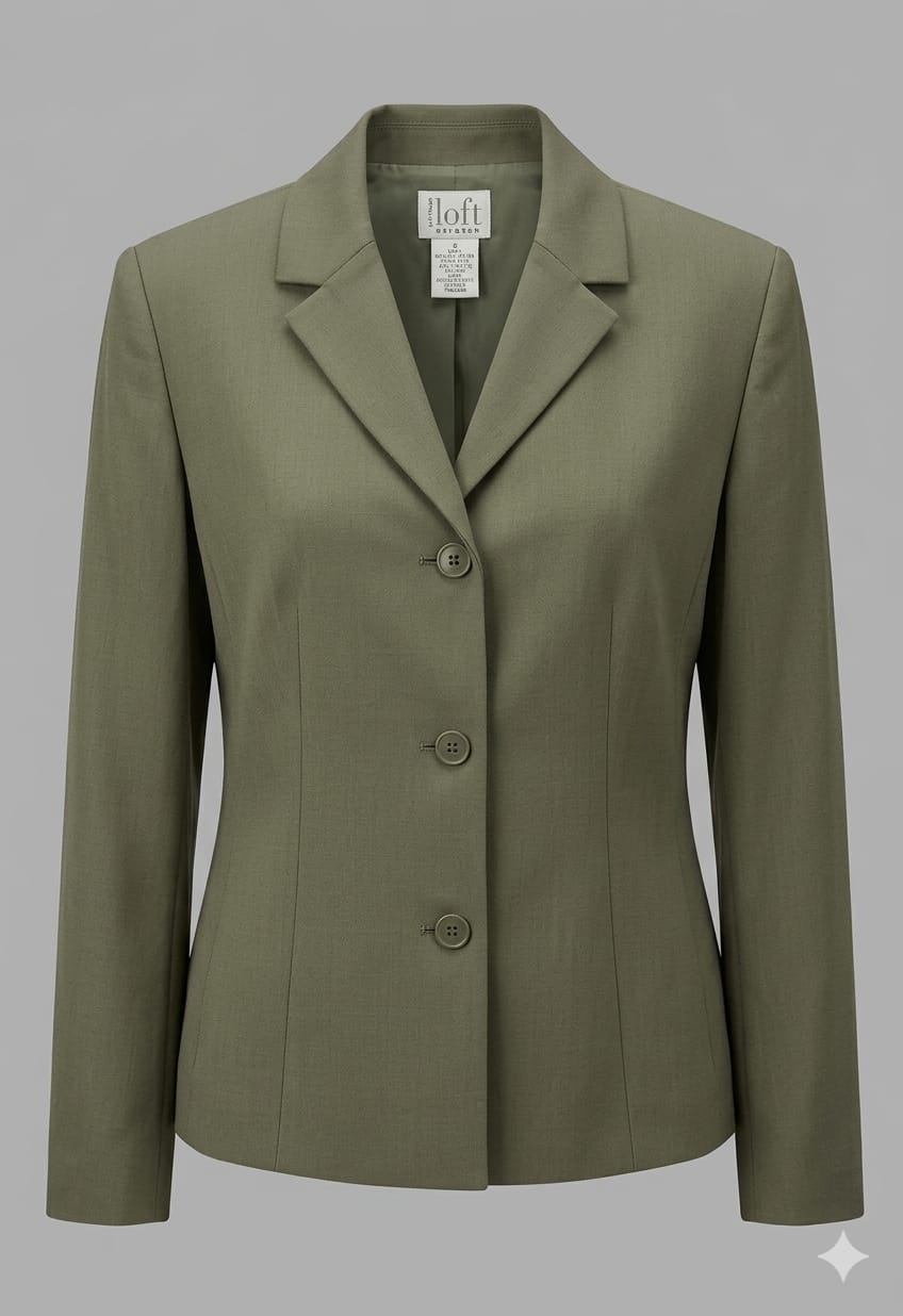 Chaqueta/Blazer Loft Verde Oliva de 3 Botones