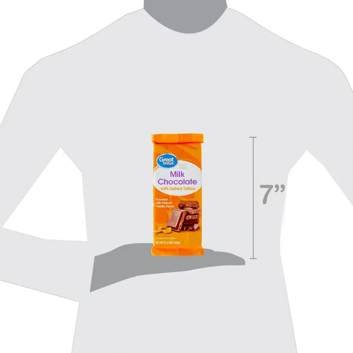 Great Value Chocolate con Leche con Barra de Caramelo Salado, 100g