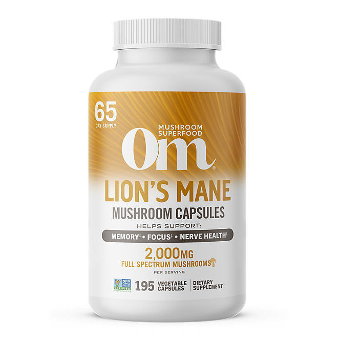 Om Lions Mane Mushroom 200mg 195 cápsulas vegetales