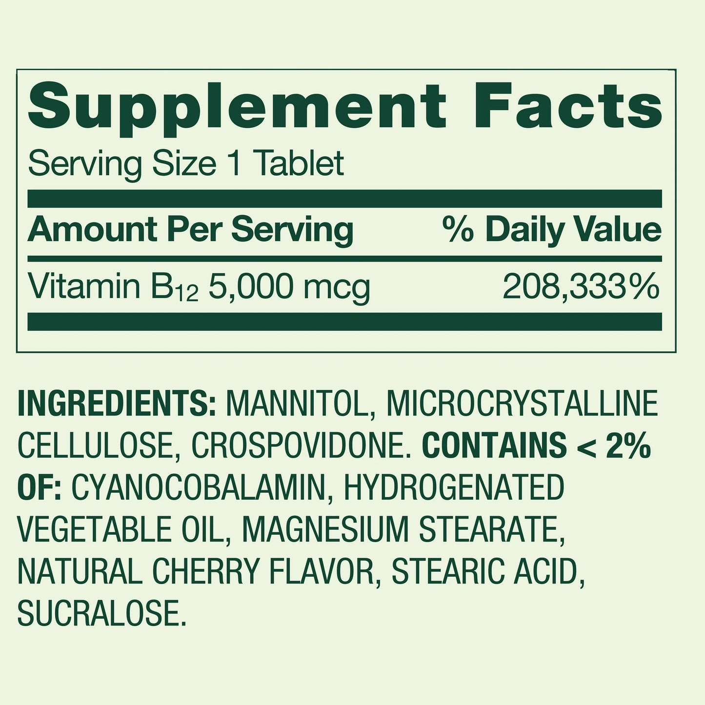 B12 spring valley tabletas extra fuertes de disolución rápida - sabor cereza, 5000 mcg, 300 unidades