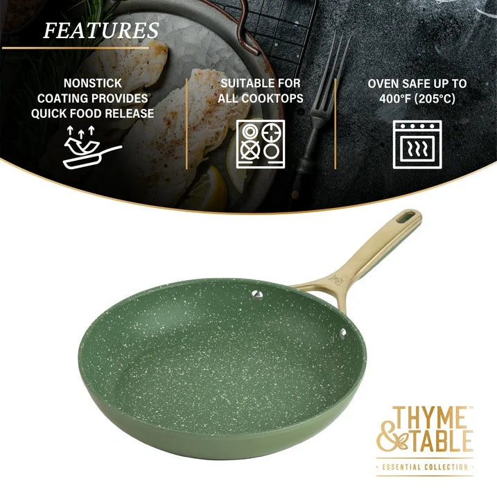 Thyme & Table Supreme Juego de ollas antiadherentes de 12 piezas - color Oliva
