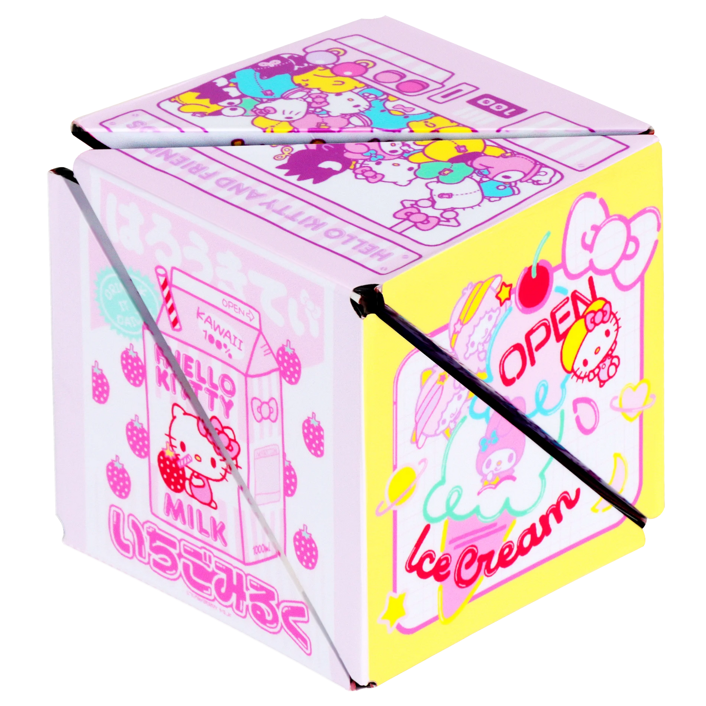 SHASHIBO Hello Kitty y sus amigos - Cubo magnético para inquietarse que se transforma en más de 70 formas, Kawaii Tokio, 1 paquete