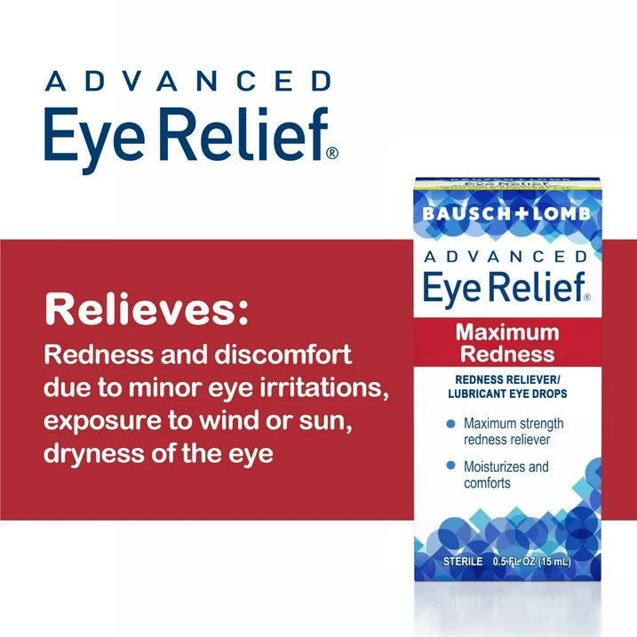 Bausch & Lomb Advanced Eye Relief Maximum Relief, Gotas lubricantes/antienrojecimiento para ojos 15ml