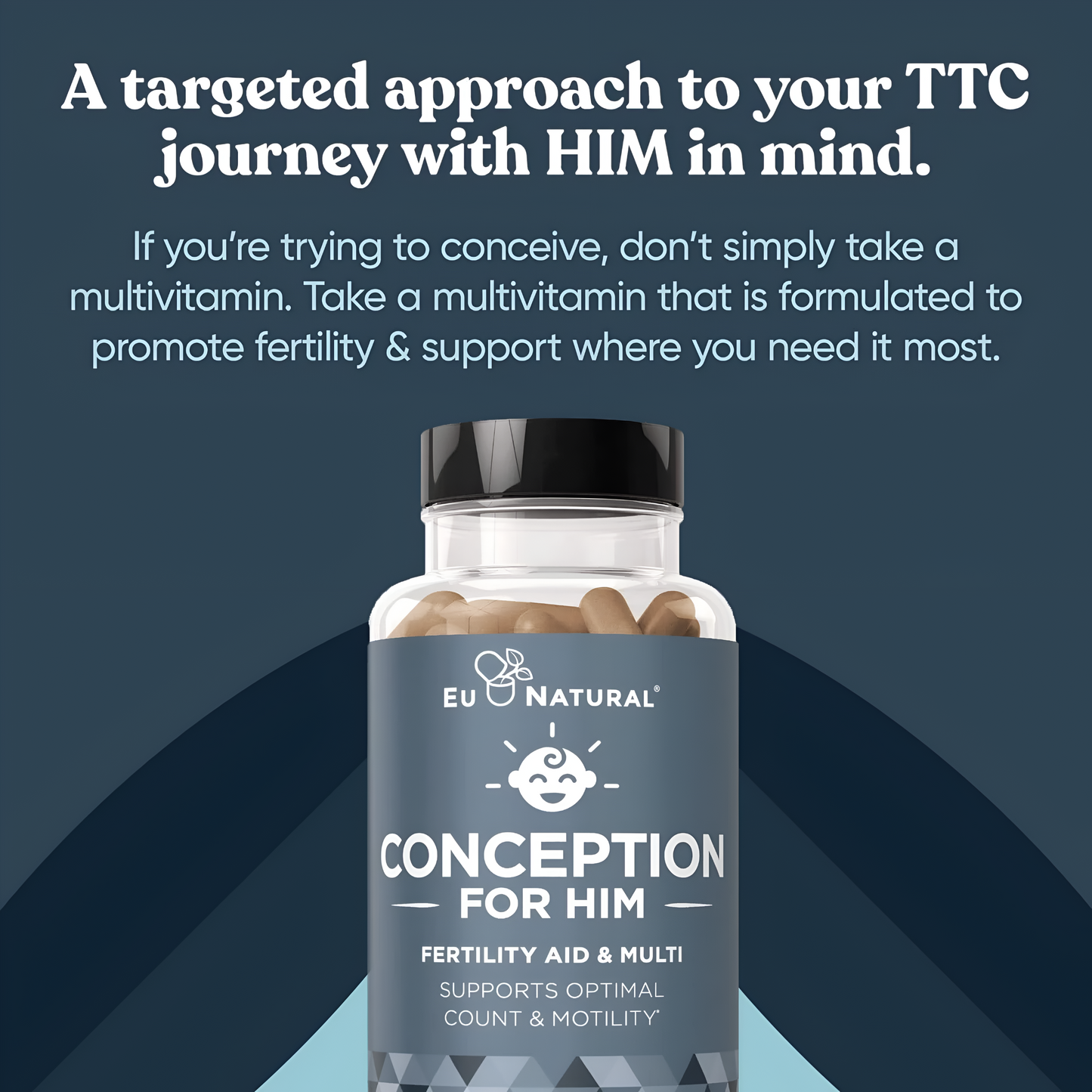 Conception For Him - Vitaminas de fertilidad – Recuento óptimo masculino, fuerza de movilidad de esperma, – zinc, folato, píldoras Ashwagandha – 60 cápsulas
