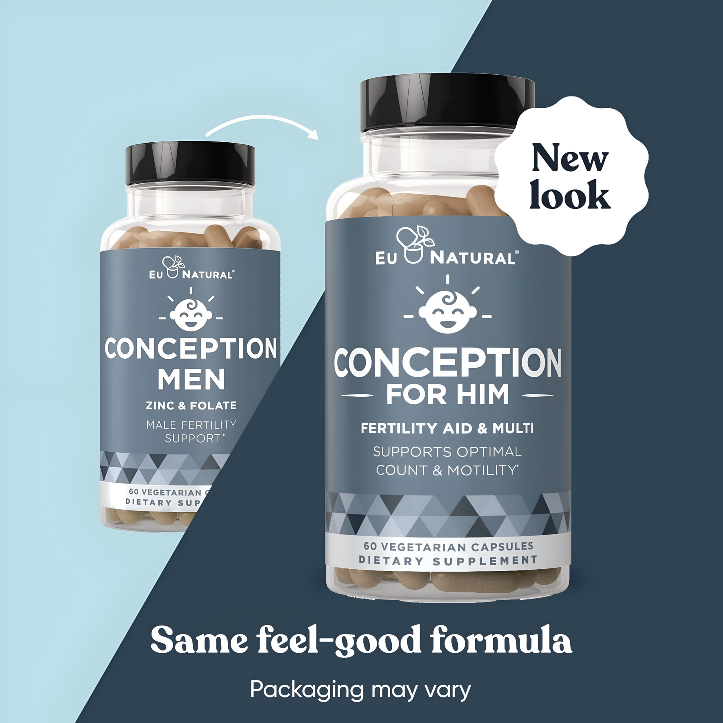 Conception For Him - Vitaminas de fertilidad – Recuento óptimo masculino, fuerza de movilidad de esperma, – zinc, folato, píldoras Ashwagandha – 60 cápsulas
