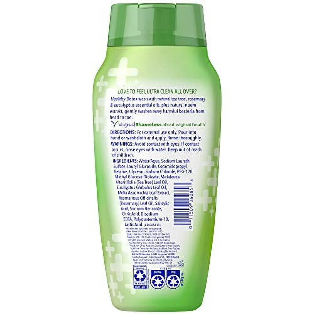 Vagisil DETOX SALUDABLE En todo el lavado corporal para mujeres, ginecólogo, probado, hipoalergénico y pH equilibrado, 354ml