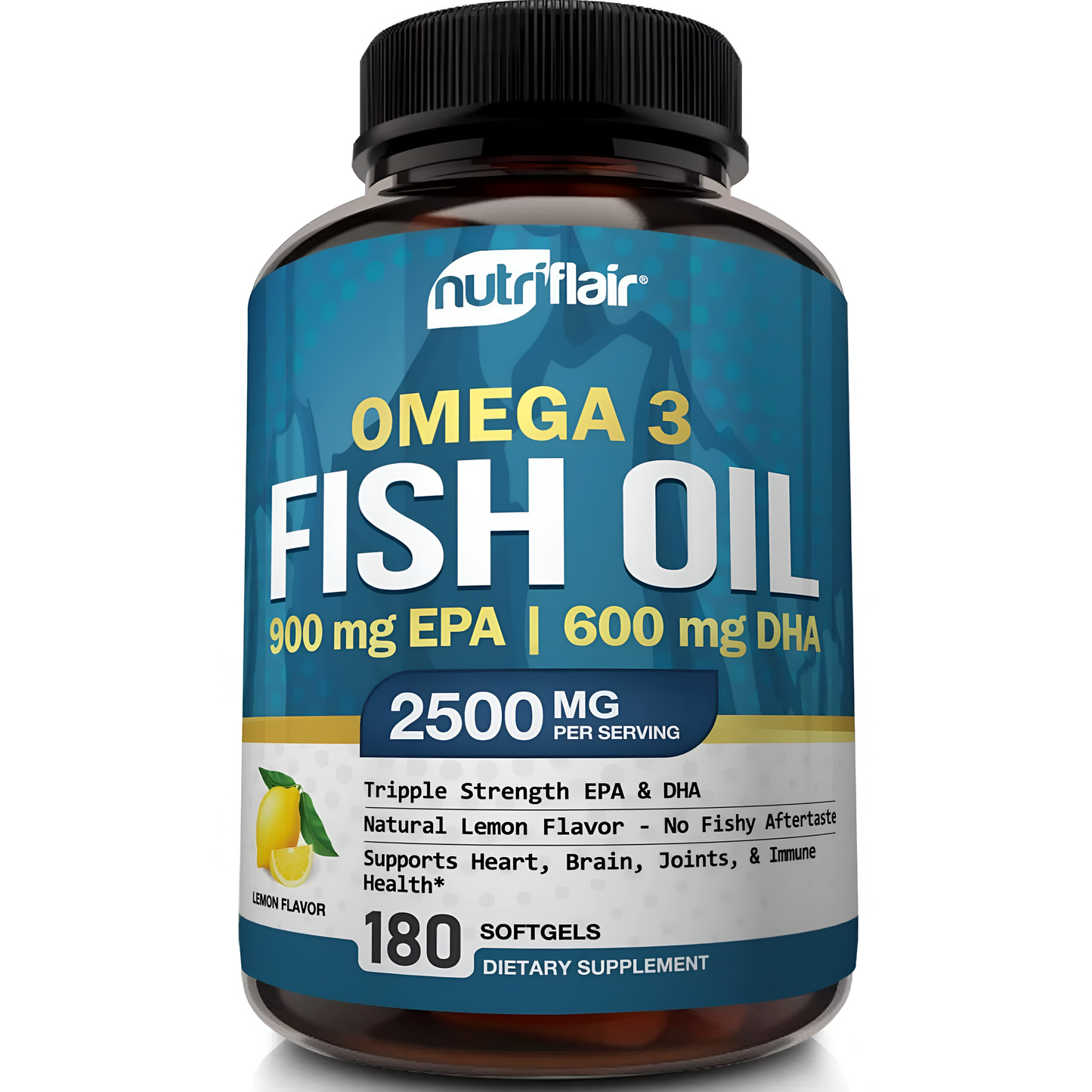 NutriFlair Fish Oil Omega 3 - 180 cápsulas.
