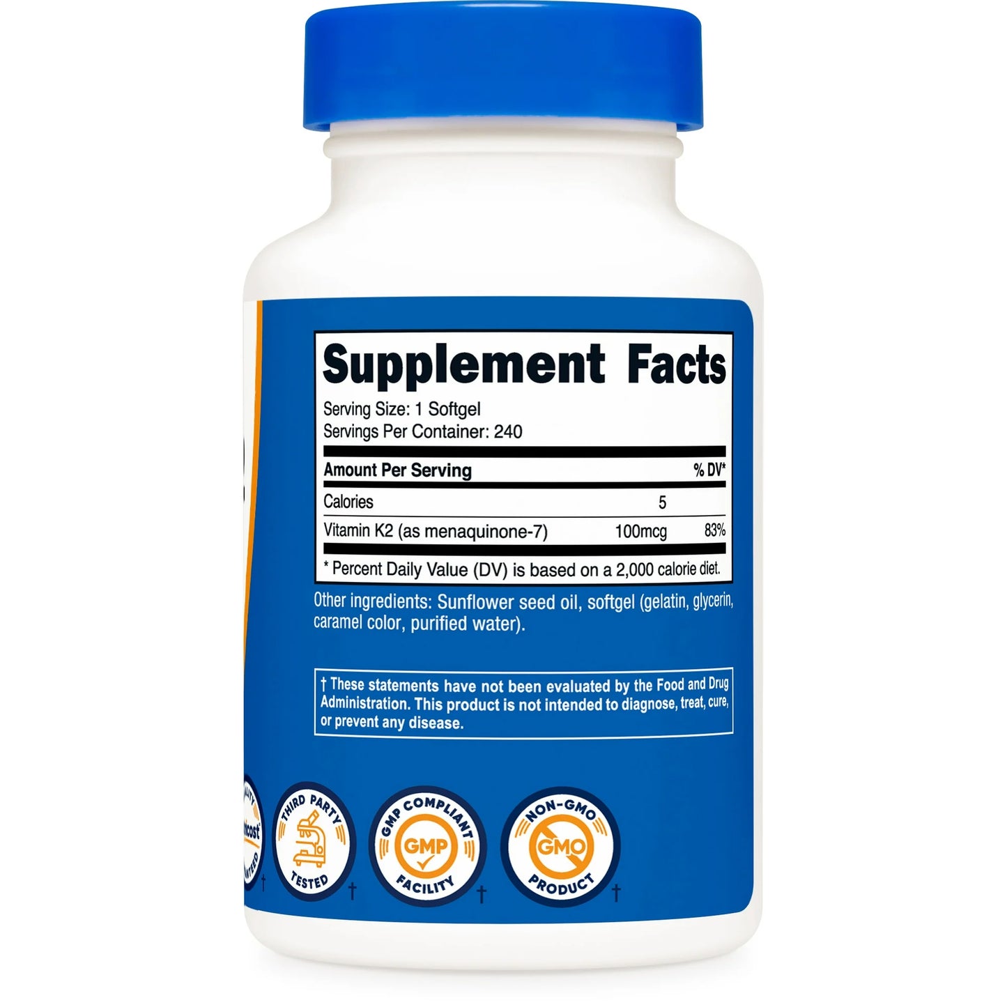 Nutricost Vitamina K2 MK-7 100 mcg, 240 Cápsulas