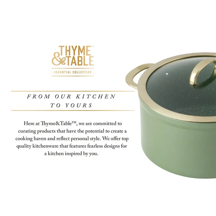 Thyme & Table Supreme Juego de ollas antiadherentes de 12 piezas - color Oliva