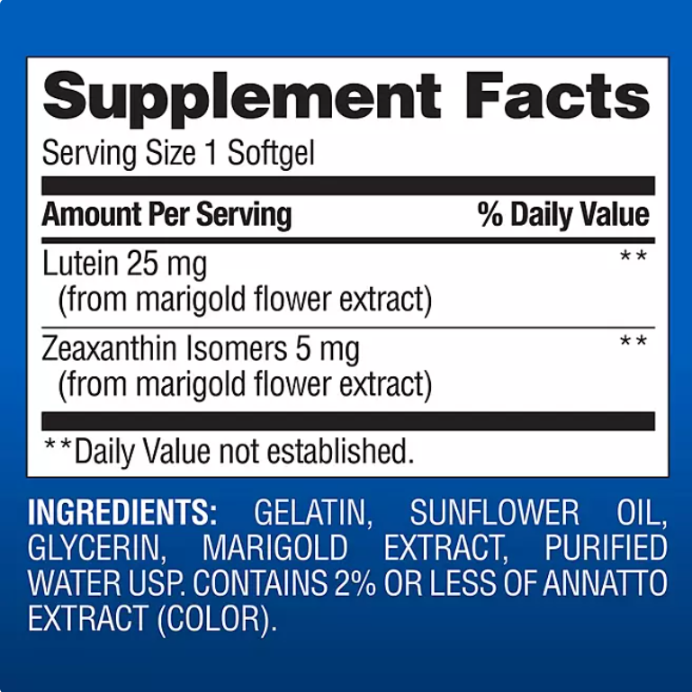 Member's Mark Lutein 25mg Zeaxanthin 5mg 150 softgels