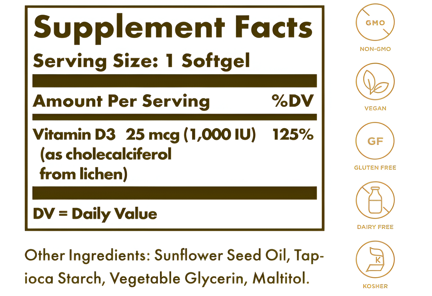 Vitamina D3 25mcg/ 1000IU , 60 capsulas - Solgar