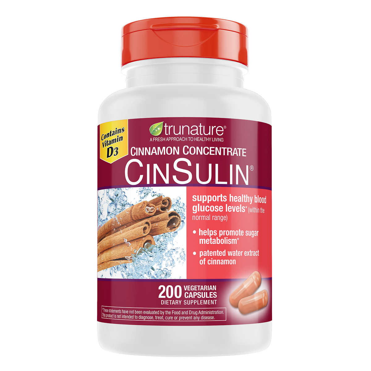 Trunature Cinnamon Concentrate Cinsulin 500mg, 200 Capsulas