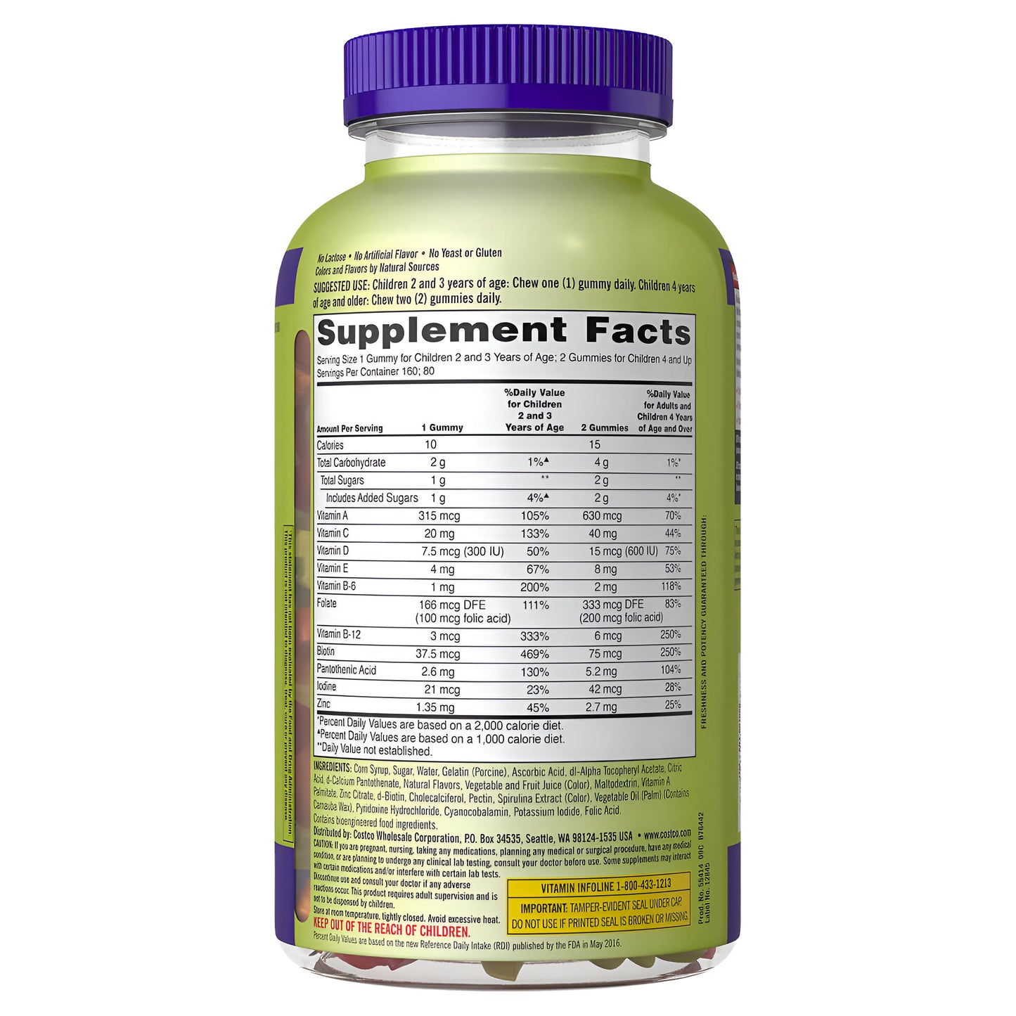 Children Multivitamin Gummies - Multivitaminico para niños en gomitas Kirkland Signature 160 Gomitas