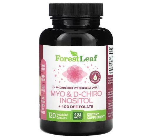 Myo-Inositol & D-Chiro Inositol Mezcla de Suplementos +  Folate 120 Capsulas