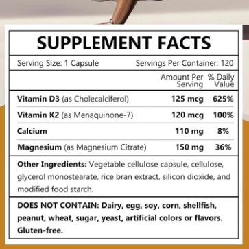 Nature Target - Vitamina D3(5,000iu)+K2(120mcg)con calcium y magnesio , 120 capsulas